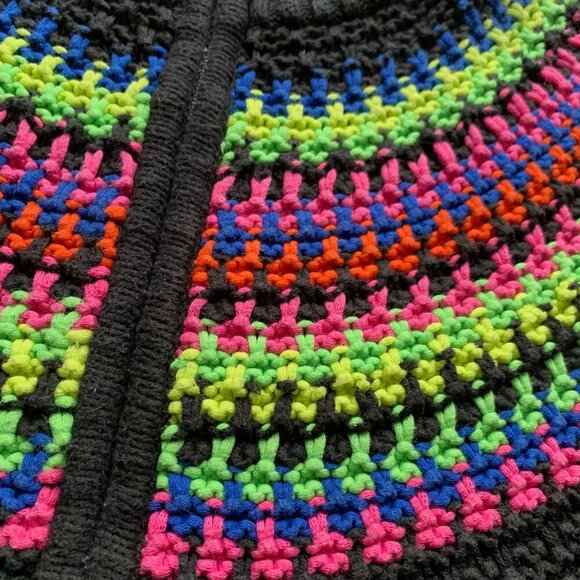 Ralph Lauren RL Active Black Rainbow Stripe Knit Sweater Zip Front Women’s XL - Picture 8 of 10